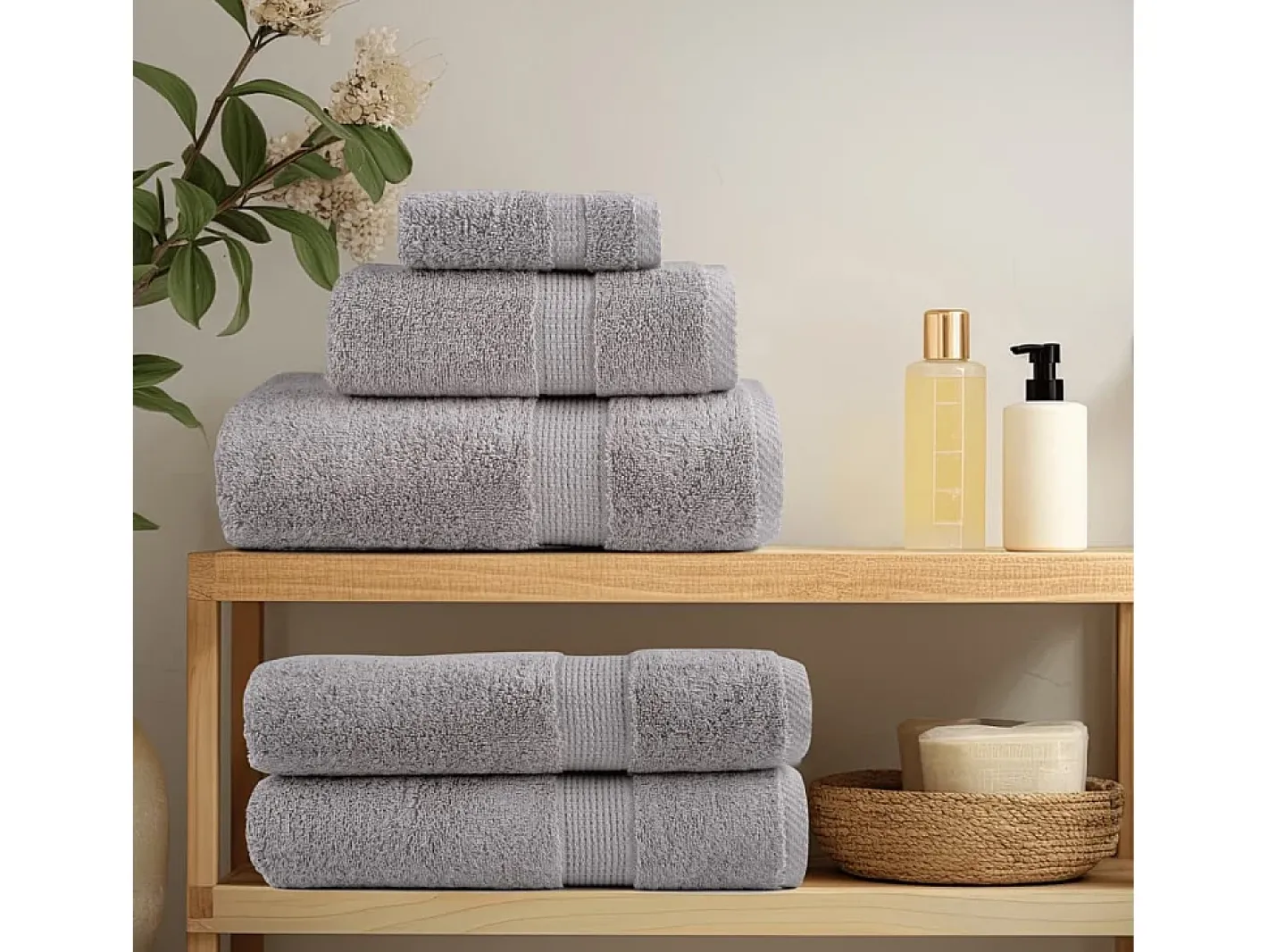 Online Toallas de baño 4 uds 100% algodón 100x150 cm 600 gsm ES934950 Gris