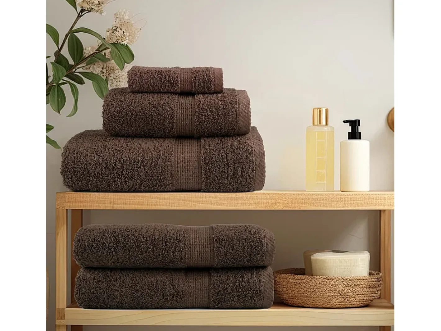 Ropa De Cama|Textil De Baño-Toallas de baño 10 uds 100% algodón marrón 100x150 cm 600 gsm ES725528 Marru00f3n