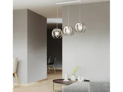 Tobias - Lámpara colgante con florón rectangular y difusores láser blancos y grises, 3 luces Topo Online