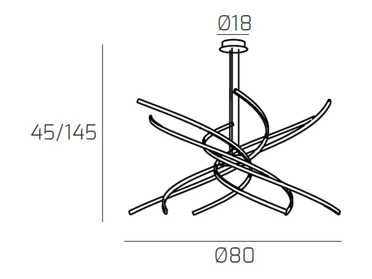 Best Tornado Sospensione D.80 Cm. Bianco Luce Naturale 3000K Blanco