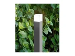 Iluminación Exterior-Torre - Bolardo de jardín con 1 bombilla E27 máx. 20 W IP54, aluminio pintado, bolardo para exterior, claro, altura 60 cm - Perenz Gris