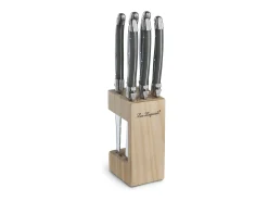 Clearance Lou Laguiole Tradition Gris Oscuro - Bloque 6 cuchillos carne Gris antracita