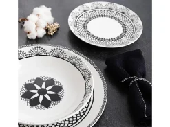 Luminarc Vajilla Medina La Bouchée 18 piezas 6 servicios porcelana blanco/ Negro Clearance