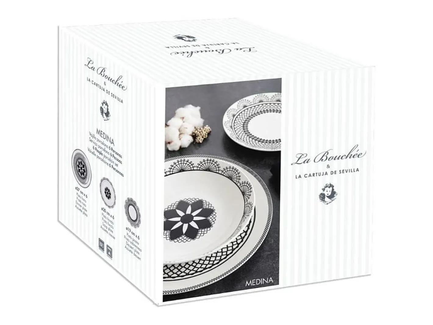 Luminarc Vajilla Medina La Bouchée 18 piezas 6 servicios porcelana blanco/ Negro Clearance
