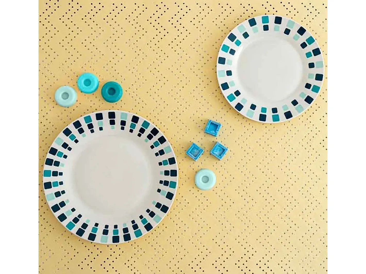 Vajilla-Vajilla Simetric Quid 18 piezas 6 servicios porcelana blanco/ Azul