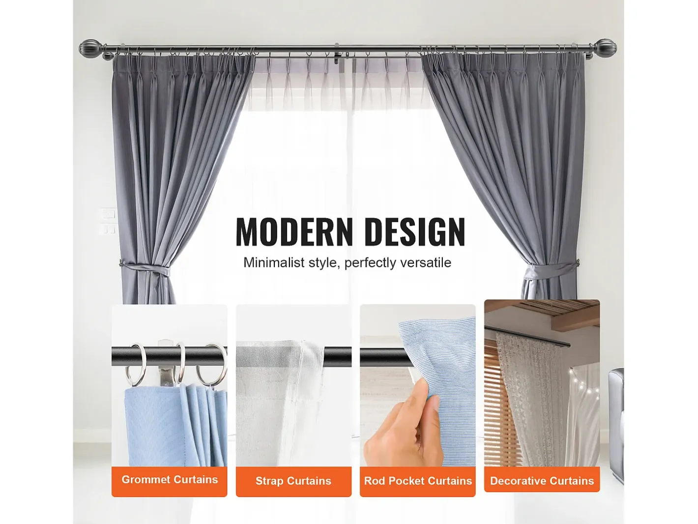 Varillas de Cortinas Dobles SucceBuy, Longitud Ajustable de 91.4-182.9 cm, para Salones, Dormitorios, Baños Negro Clearance
