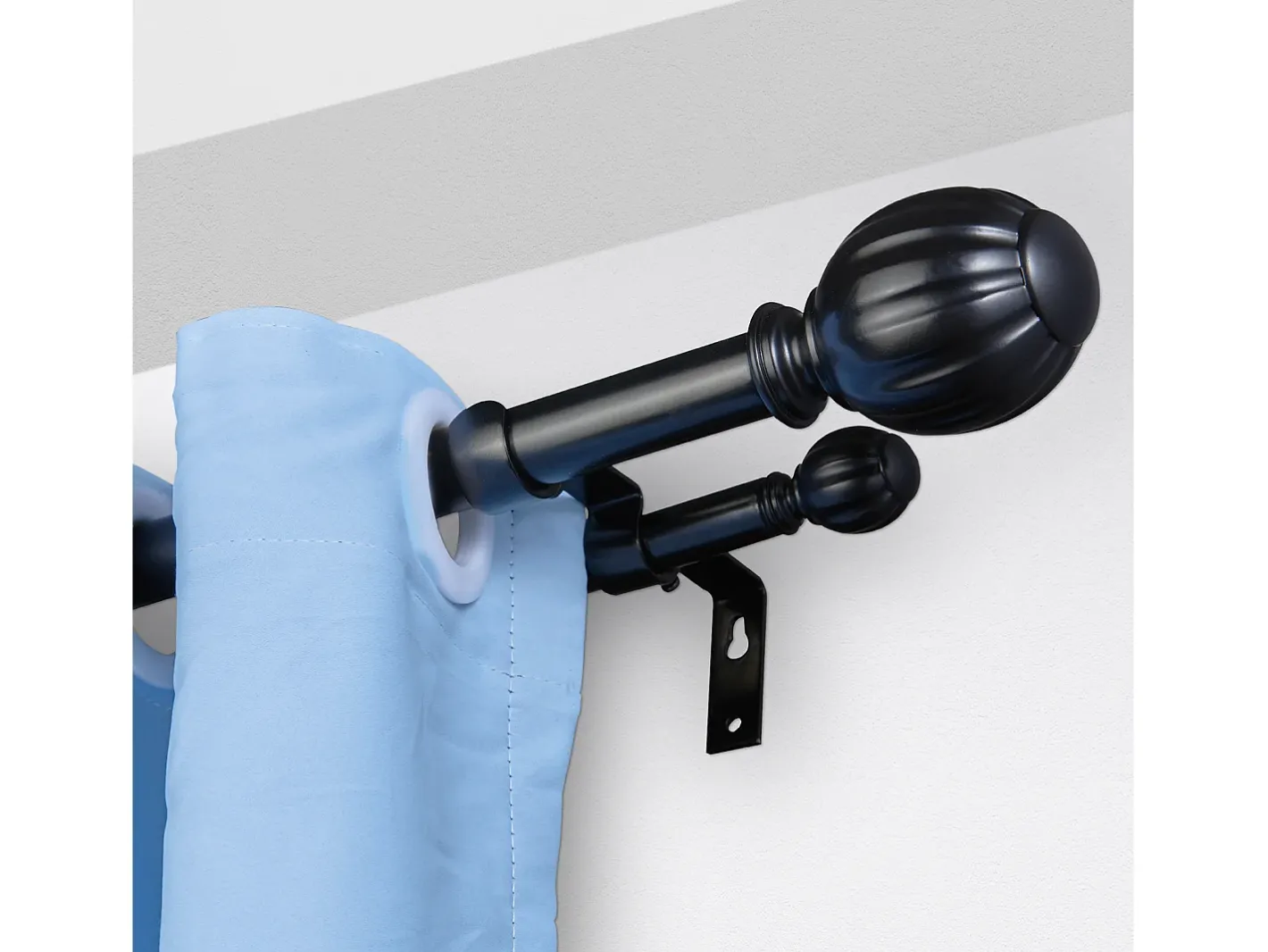 Varillas de Cortinas Dobles SucceBuy, Longitud Ajustable de 91.4-182.9 cm, para Salones, Dormitorios, Baños Negro Clearance