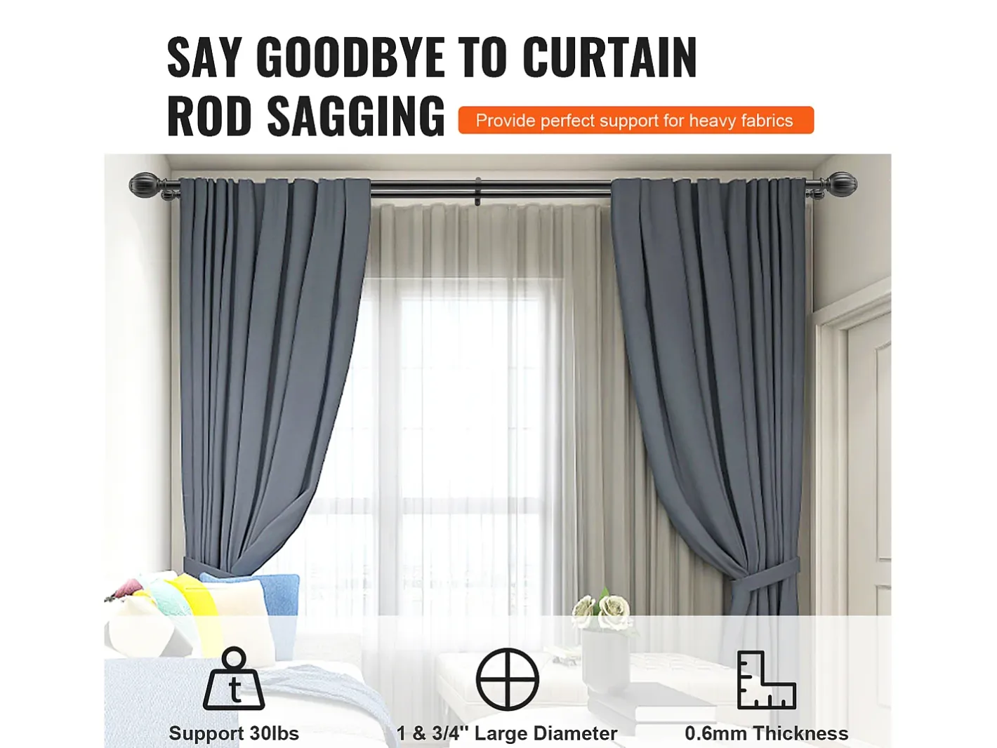 Varillas de Cortinas Dobles SucceBuy, Longitud Ajustable de 91.4-182.9 cm, para Salones, Dormitorios, Baños Negro Clearance