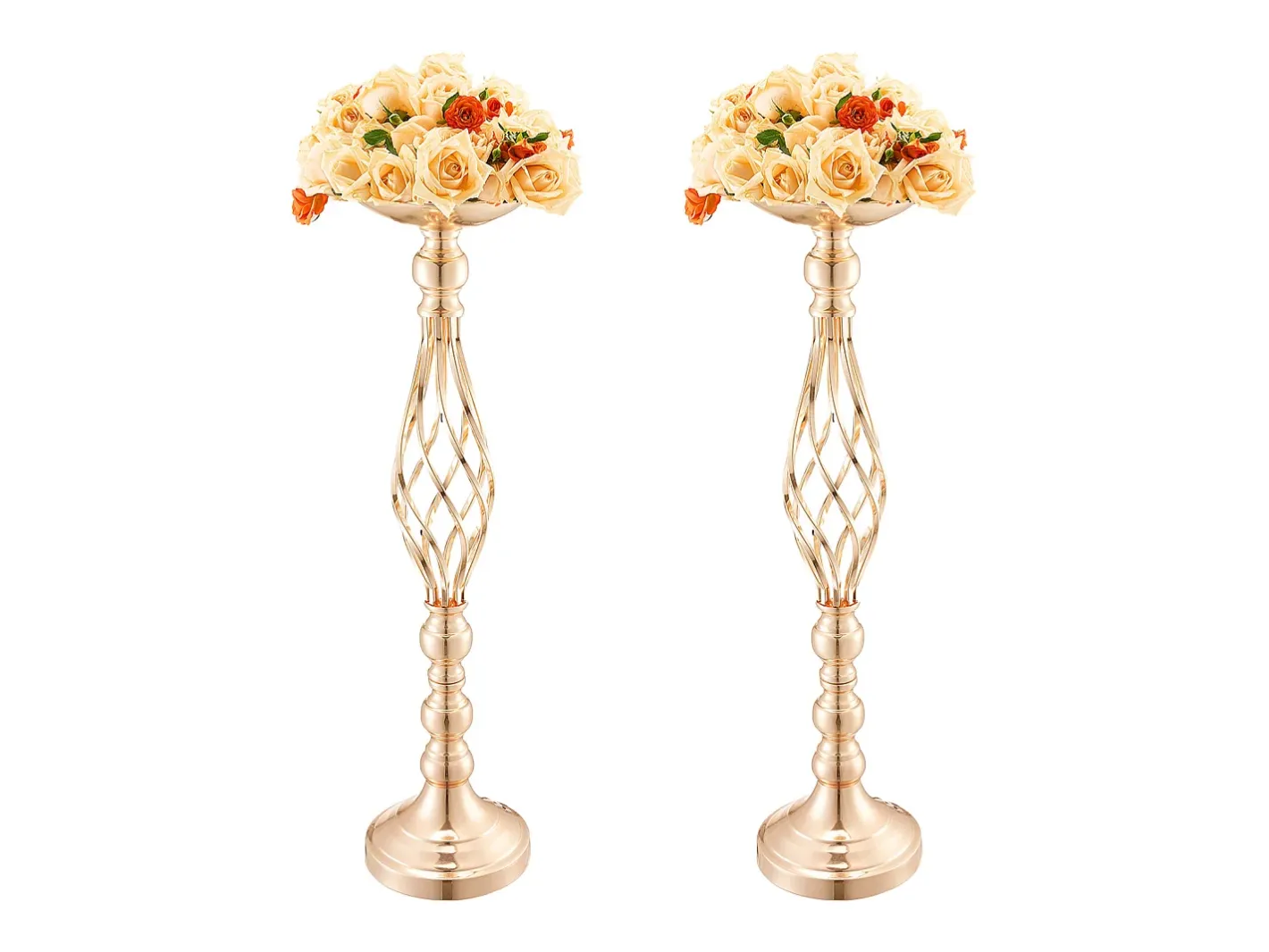 Vaso Succebuy Lote de 20 Vasos de Flores en Metal para Mesa de Matrimonio 58 Cm Dorado New