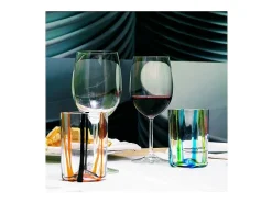 Vaso-Vaso Tirache Zafferano en Vidrio Borosilicato Bicolor Aguamarina Caja de 6 Piezas Verde