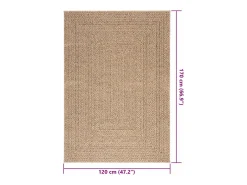 Garden Furniture Alfombra De Salón-Veno Alfombra ZIZUR apariencia de yute interior y exterior 120x170cm Marru00f3n