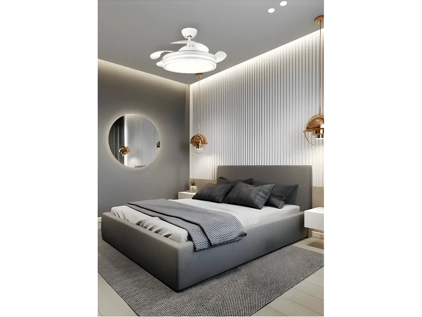 AKUNADECOR Plafón-Ventilador Dc Bayomo L Niquel Led Con Memoria De Color Plateado