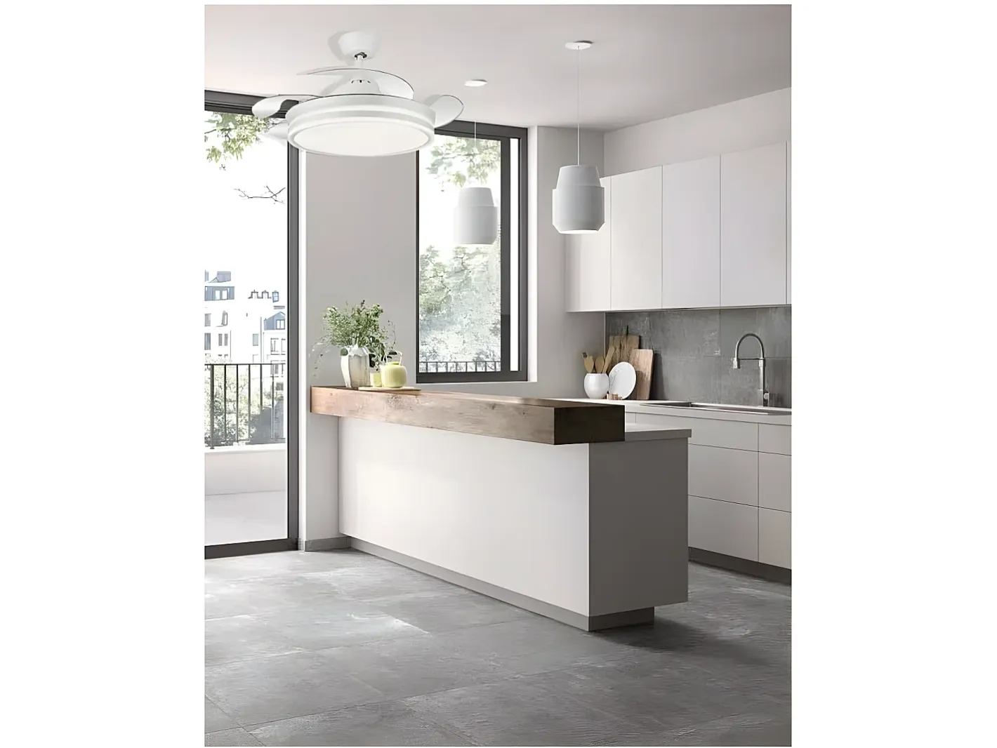 AKUNADECOR Plafón-Ventilador Dc Bayomo L Niquel Led Con Memoria De Color Plateado