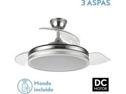 AKUNADECOR Plafón-Ventilador Dc Bayomo L Niquel Led Con Memoria De Color Plateado