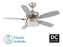 AKUNADECOR Ventilador Dc Braw Niquel Led 5 Aspas Y Control Remoto Plateado Online
