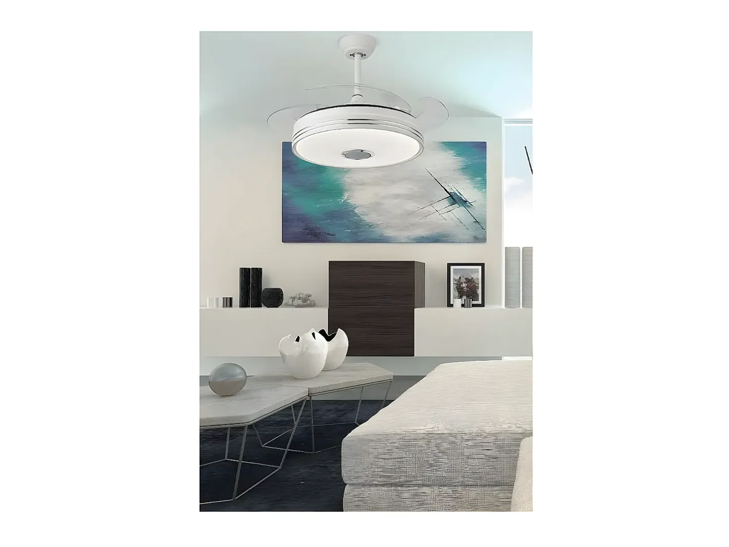 Online AKUNADECOR Ventilador Dc Matanuska Con Altavoz Y Conectividad Bluetooth Blanco
