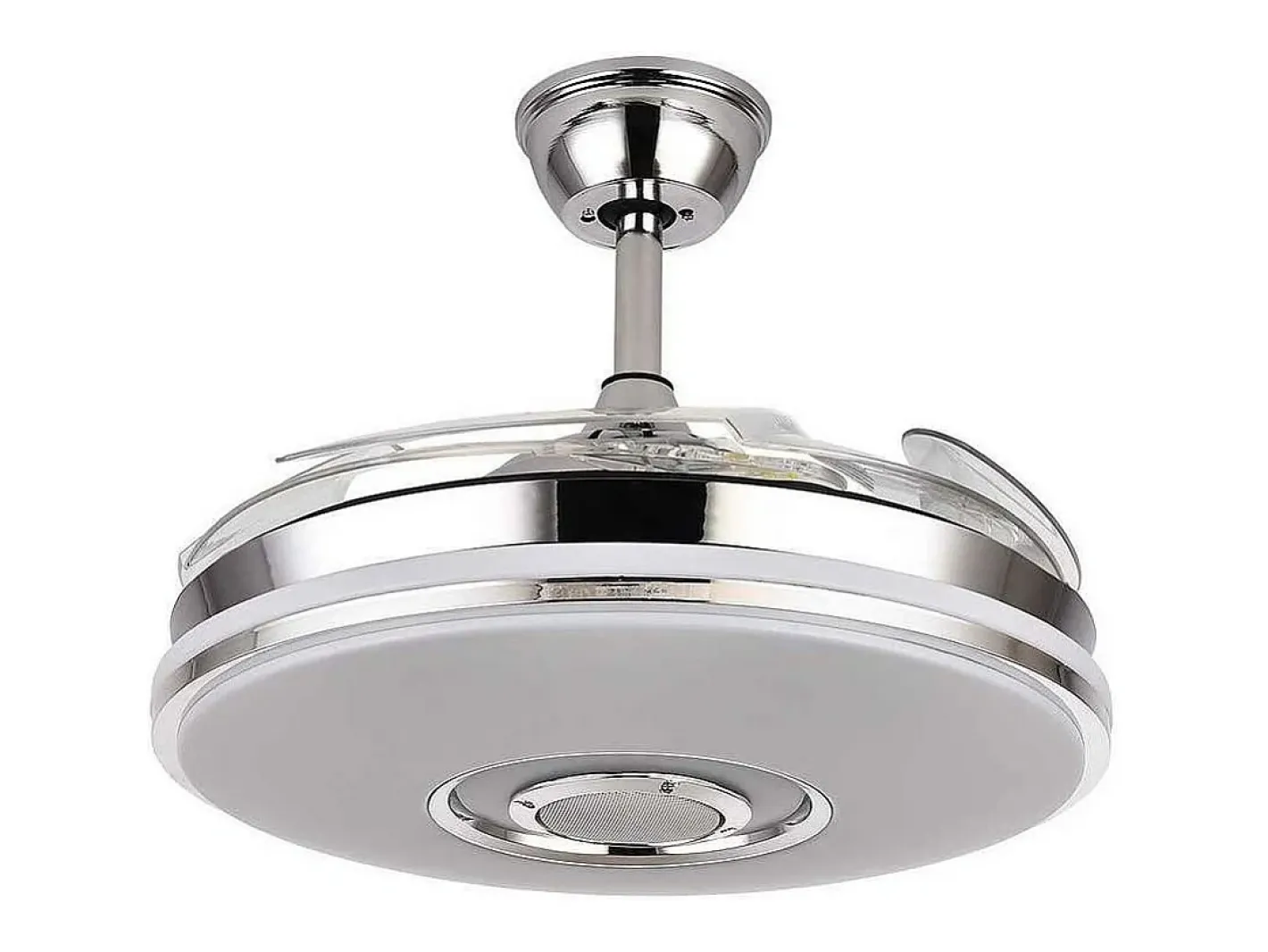 AKUNADECOR Plafón-Ventilador Dc Noto Cromo Led Con Altavoz Y Conectividad Bluetooth Plateado