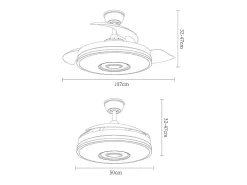 AKUNADECOR Plafón-Ventilador Dc Noto Cromo Led Con Altavoz Y Conectividad Bluetooth Plateado