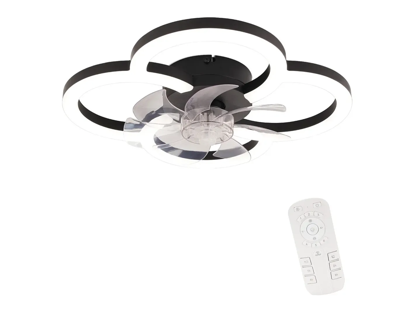 NETTLIFE Ventilador de techo LED con iluminación - 40 W, silencioso, , con control remoto, temporizador regulable de 6 velocidades Negro Clearance