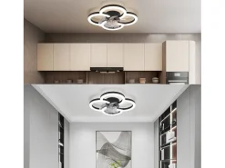 NETTLIFE Ventilador de techo LED con iluminación - 40 W, silencioso, , con control remoto, temporizador regulable de 6 velocidades Negro Clearance