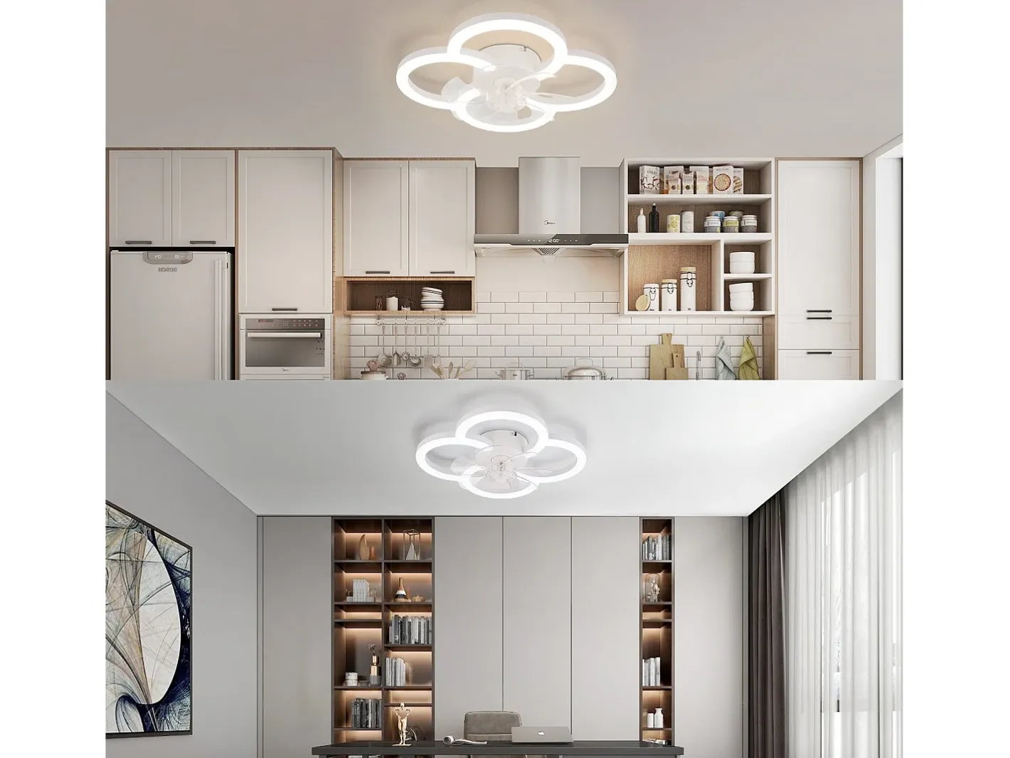 NETTLIFE Ventilador de techo LED con iluminación, silencioso, con control remoto, luz de techo regulable, temporizador de 6 velocidades, color Blanco Online