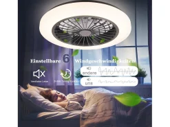 NETTLIFE Plafón-Ventilador de techo con iluminación LED, silencioso, con control remoto, 40 W, regulable, 6 velocidades Blanco