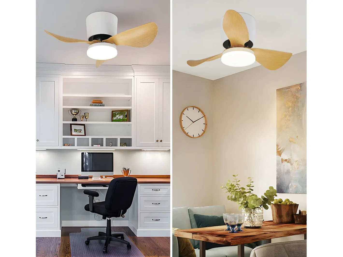 NETTLIFE Ventilador de techo con iluminación y control remoto LED 23W regulable silencioso 70CM verano/invierno temporizador de 6 velocidades Blanco Outlet