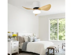 NETTLIFE Ventilador de techo con iluminación y control remoto LED 23W regulable silencioso 70CM verano/invierno temporizador de 6 velocidades Blanco Outlet