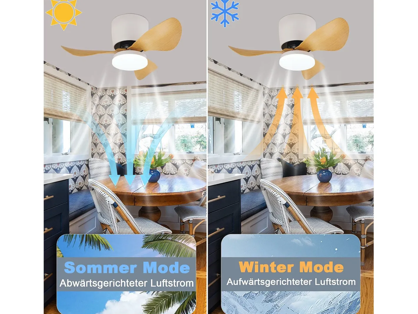 NETTLIFE Ventilador de techo con iluminación y control remoto LED 23W regulable silencioso 70CM verano/invierno temporizador de 6 velocidades Blanco Outlet