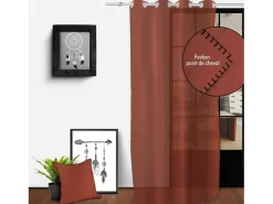 Soleil d'ocre Ropa De Casa-Visillo con ojales en algodón lavado 135x250 cm SPIRIT Ladrillo Naranja