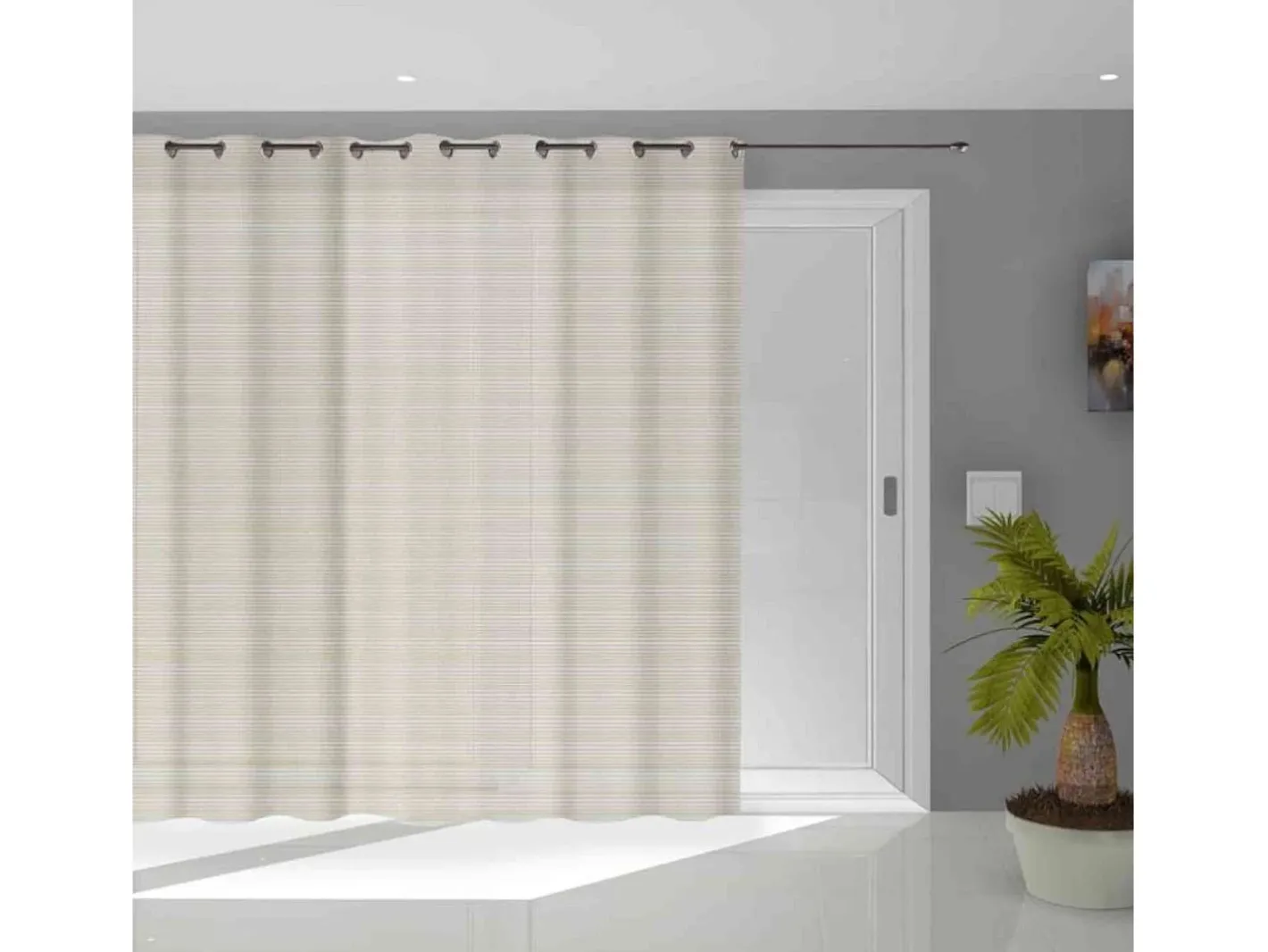 Soleil d'ocre Ropa De Casa-Visillo con ojales 280X250 cm LINA, por Blanco