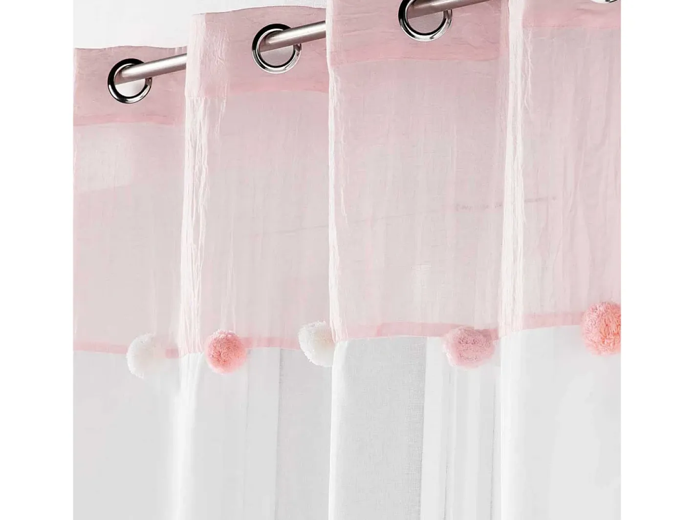 Douceur d'intérieur Visillo con pompones de colores Blanco Hot