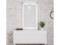 Soleil d'ocre Ropa De Casa-Visillo de algodón bordada 60x120 cm EMILIE , por Blanco
