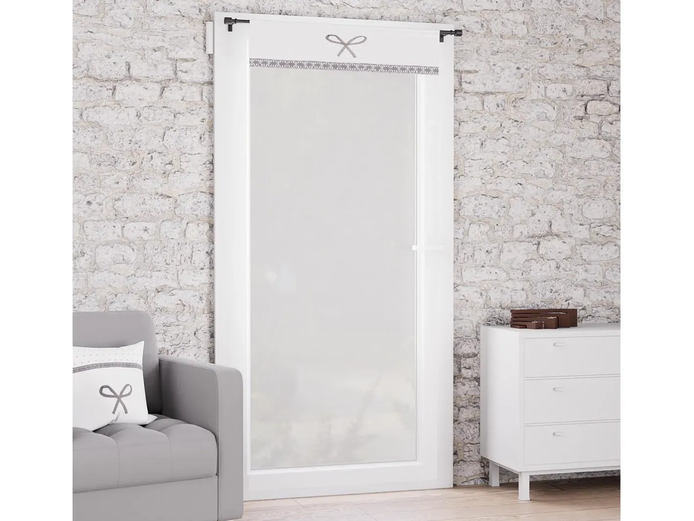 Discount Soleil d'ocre Visillo de algodón para ventana 70x200 cm EMILIE , por Blanco
