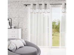 Discount Soleil d'ocre Visillo de ojales de algodón puro 135x250 cm AUDE, por Gris