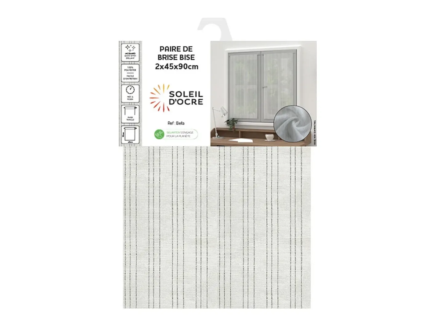 Soleil d'ocre Visillo 45x90 cm BELLA plata, por Blanco