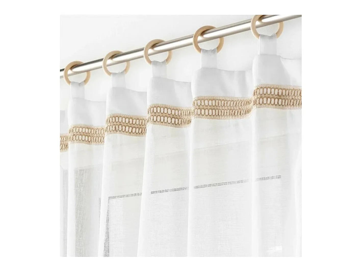 Douceur d'intérieur Ropa De Casa-Visillos con ojales de madera Blanco