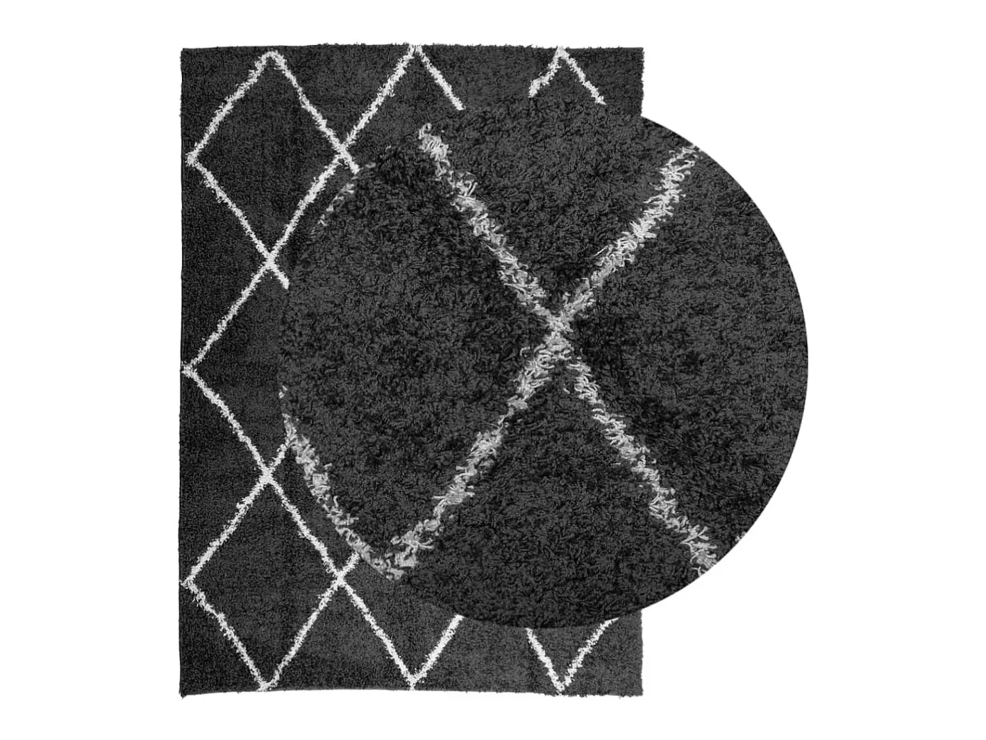 Garden Furniture Vito Alfombra de pelo largo moderna PAMPLONA y crema 200x280cm Negro New