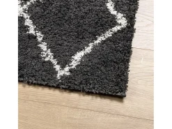 Garden Furniture Vito Alfombra de pelo largo moderna PAMPLONA y crema 100x200cm Negro Sale