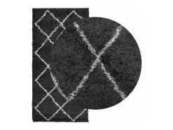 Garden Furniture Vito Alfombra de pelo largo moderna PAMPLONA y crema 100x200cm Negro Sale