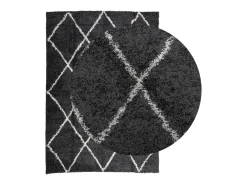 Garden Furniture Alfombra De Salón-Vito Alfombra de pelo largo moderna PAMPLONA negro y crema 140x200cm Negro / Crema