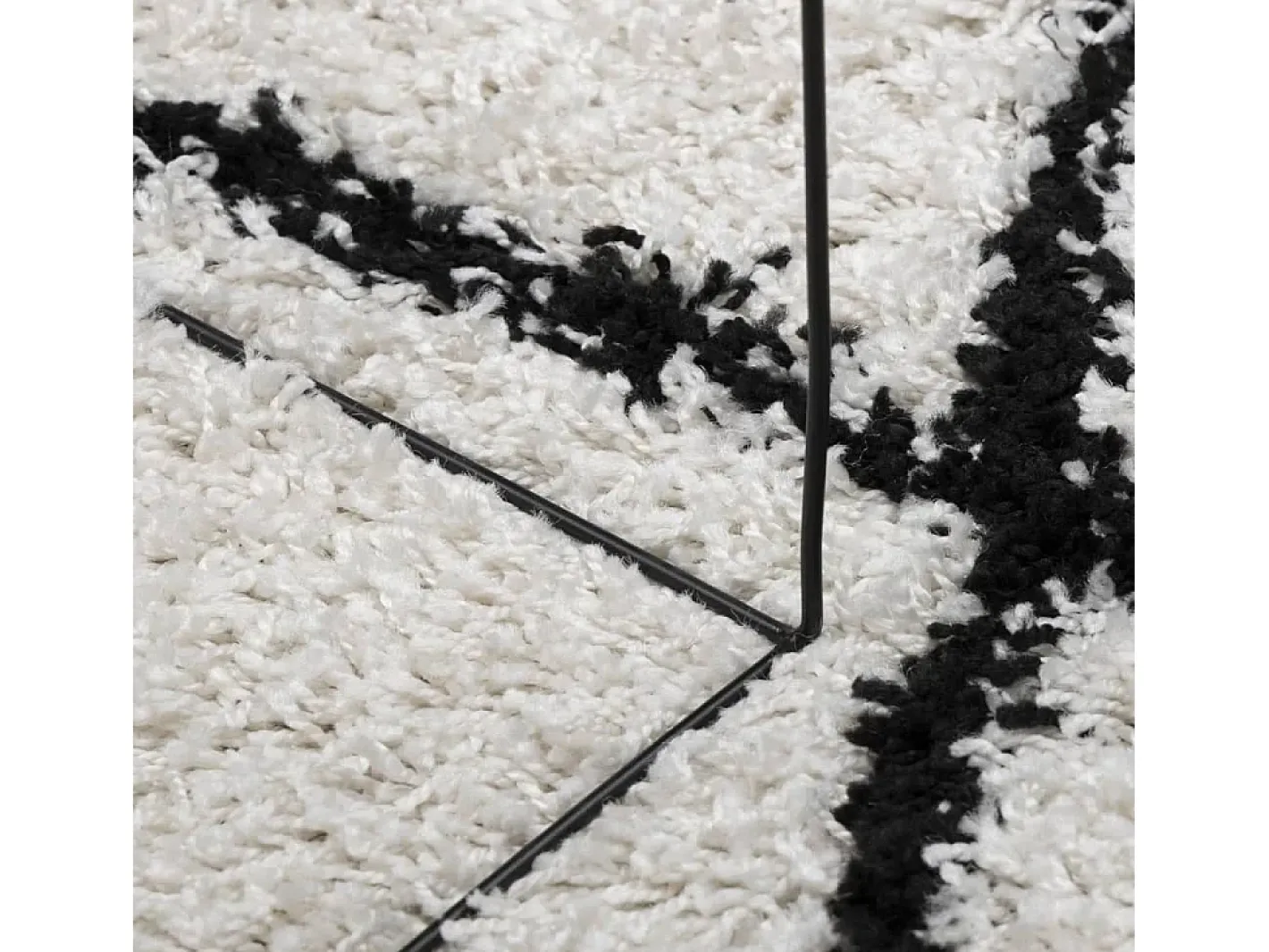 Sale Garden Furniture Vito Alfombra de pelo largo moderna PAMPLONA crema y 100x200cm Negro