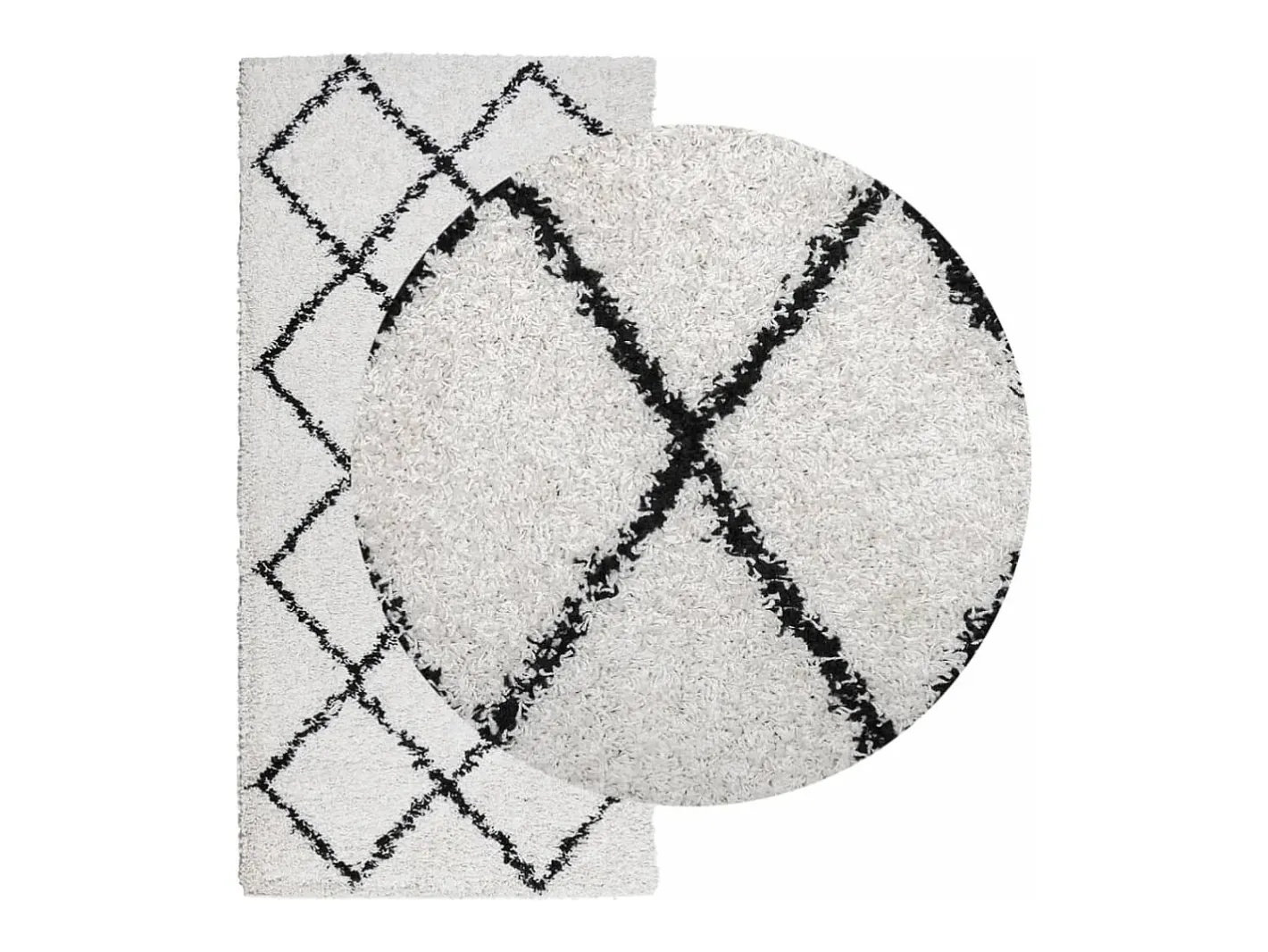 Sale Garden Furniture Vito Alfombra de pelo largo moderna PAMPLONA crema y 100x200cm Negro