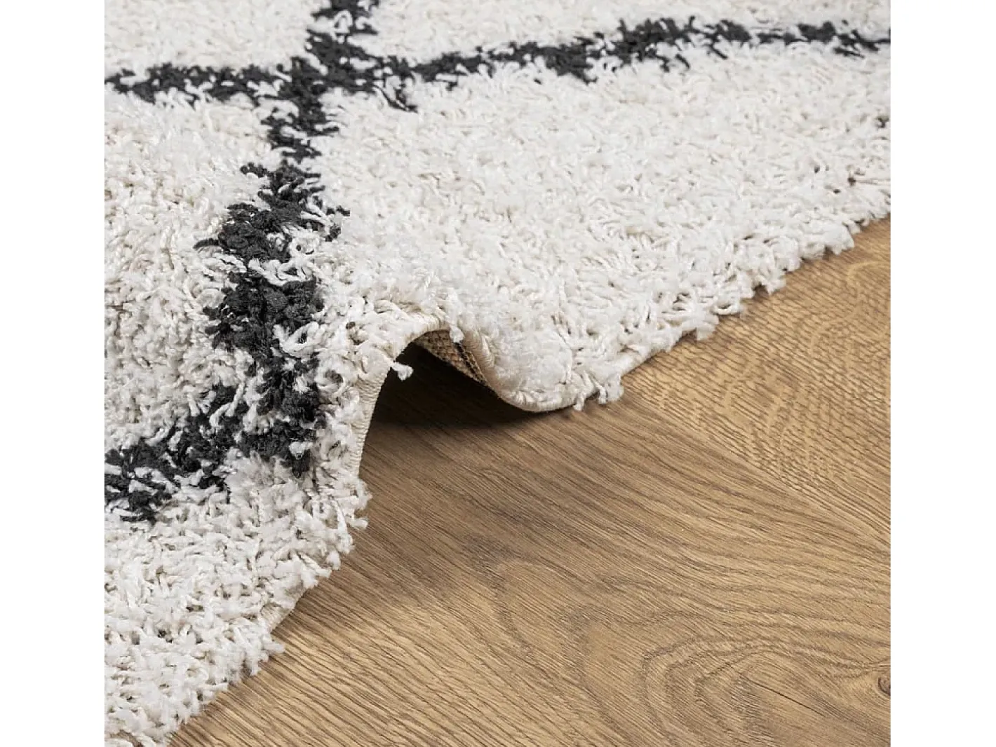 Sale Garden Furniture Vito Alfombra de pelo largo moderna PAMPLONA crema y 100x200cm Negro