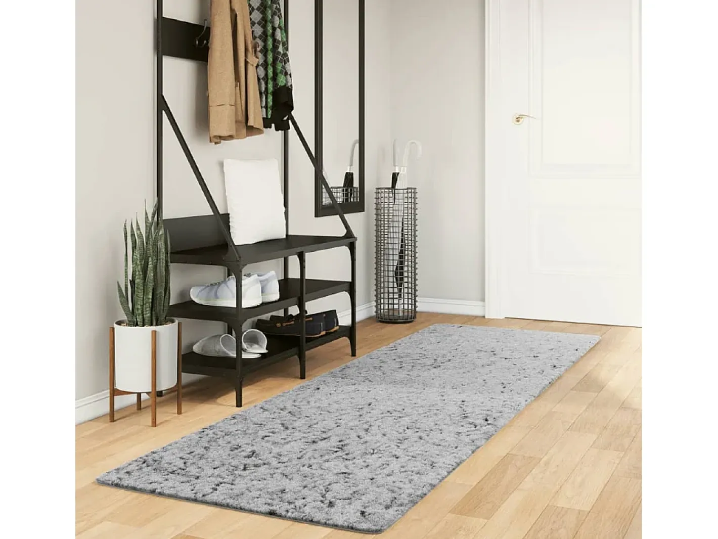 Garden Furniture Vito Alfombra peluda de pelo largo moderna PAMPLONA 80x250 cm Gris Best