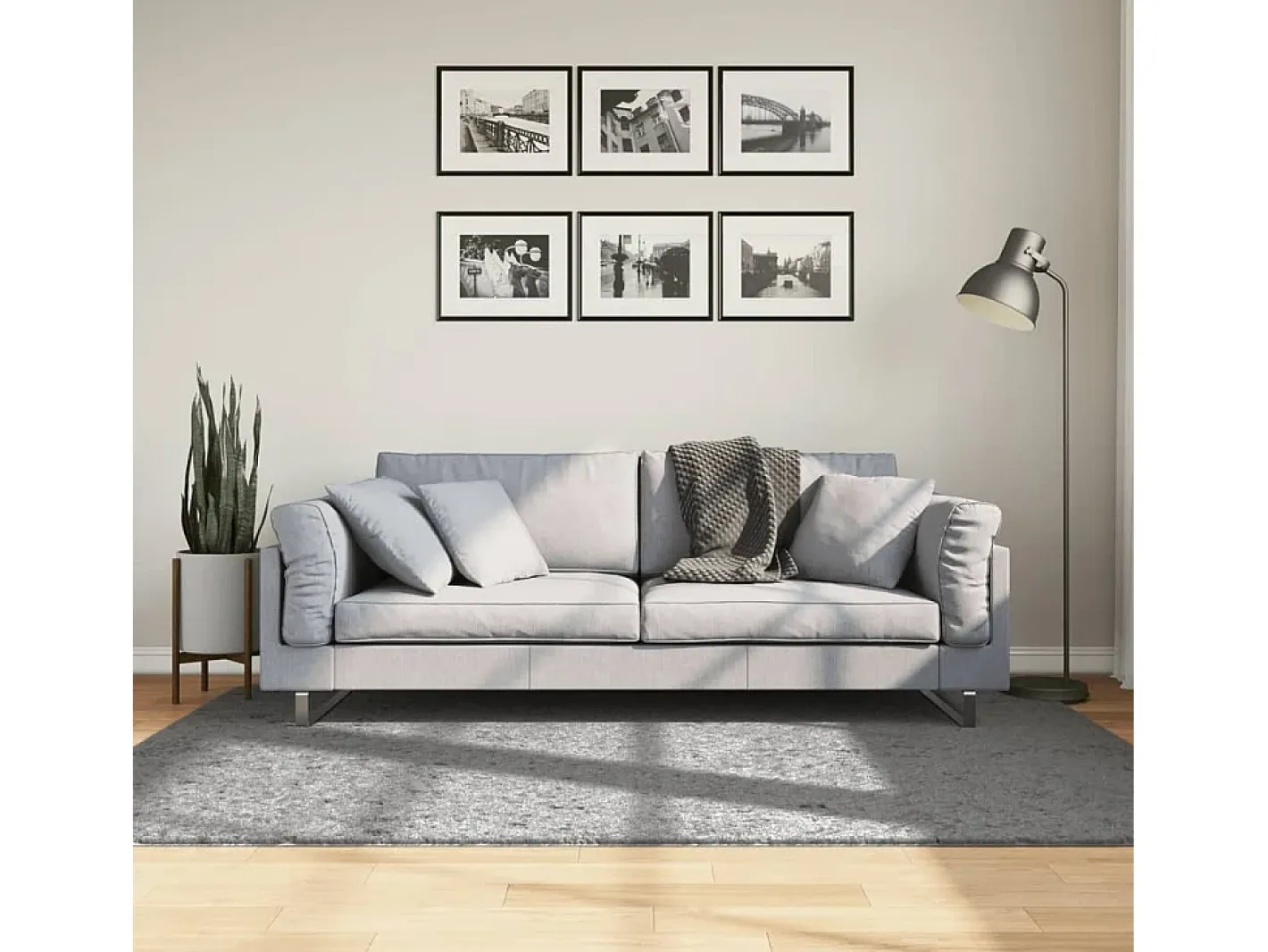 Garden Furniture Vito Alfombra peluda de pelo largo moderna PAMPLONA 140x200 cm Gris Best