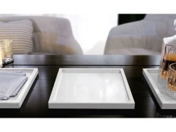 Presentación Y Servicio-Vladon Cuenco decorativo Maya, moderno Plato decorativo cuadrado, de alto brillo (20 x 1,8 x 20 cm) Blanco