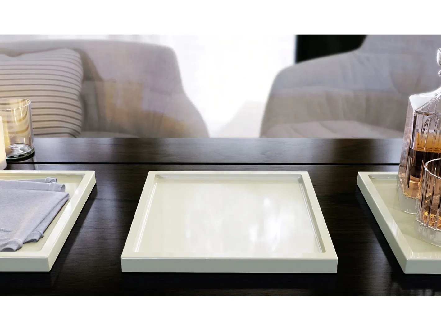Presentación Y Servicio-Vladon Cuenco decorativo Maya, moderno Plato decorativo cuadrado, (20 x 1,8 x 20 cm) Crema
