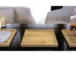 Vladon Cuenco decorativo Maya, moderno Plato decorativo cuadrado, Roble natural, Juego de 2 (20 x 1,8 x 20 cm) Color natural claro Online