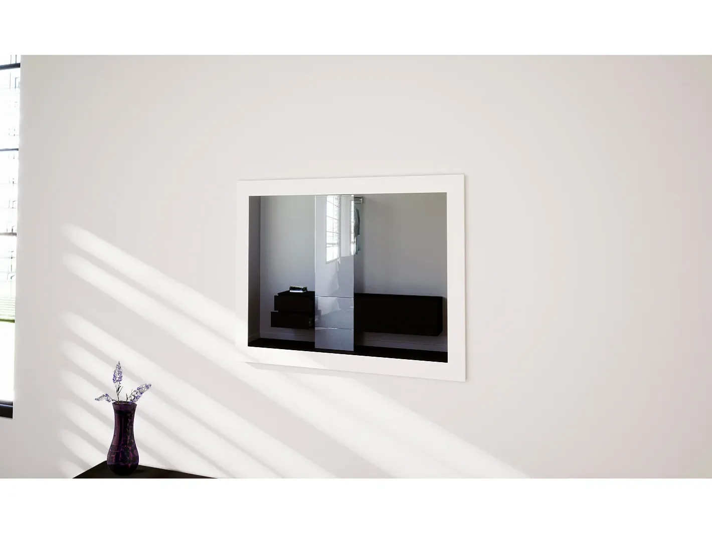 Vladon Espejo Löhne, Espejo de pared con Marco moderno, mate (75,5 x 59,7 cm) Blanco Sale